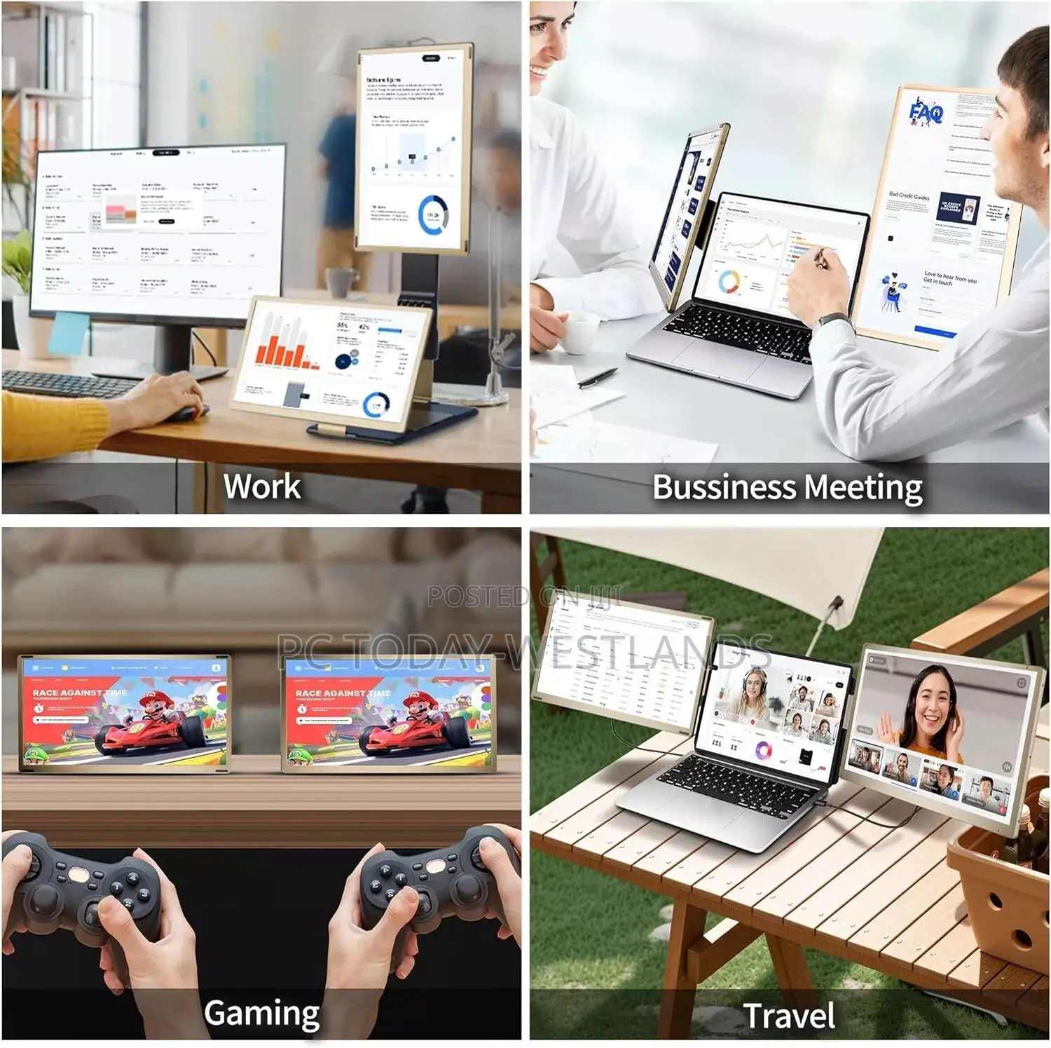 Livelect 15.6" Triple Laptop Screen Extender FHD 1080P IPS