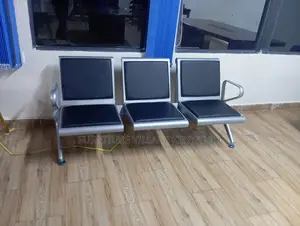 Office 3-Seater Reception Heavy-Duty Padded Bench in Black
