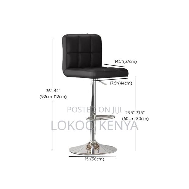 Barstool; Leather Black Adjustable Barstool - thumbnail 3