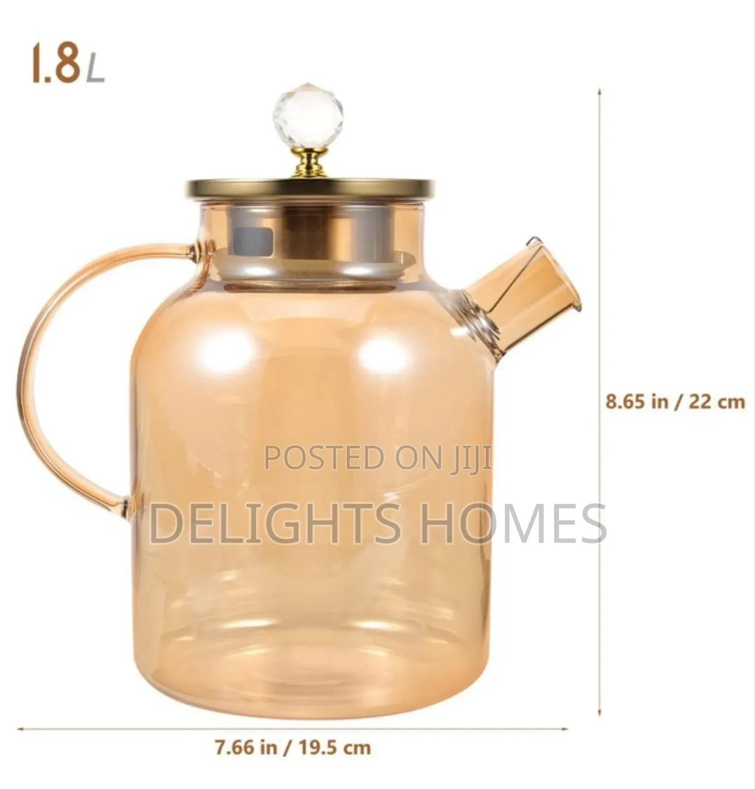 Chapin 1800ml Golden Glass Pitcher Tea Pot. _Pa