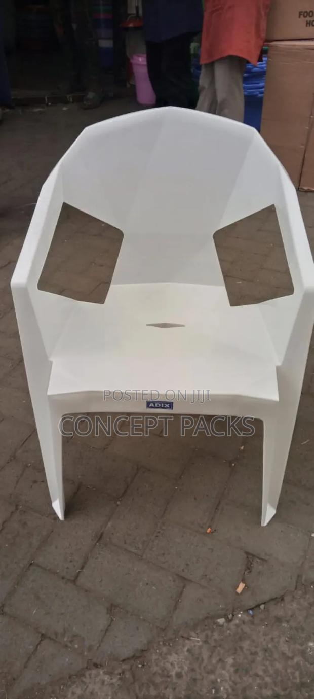 Milky White Adix Plastic Chair. - main view