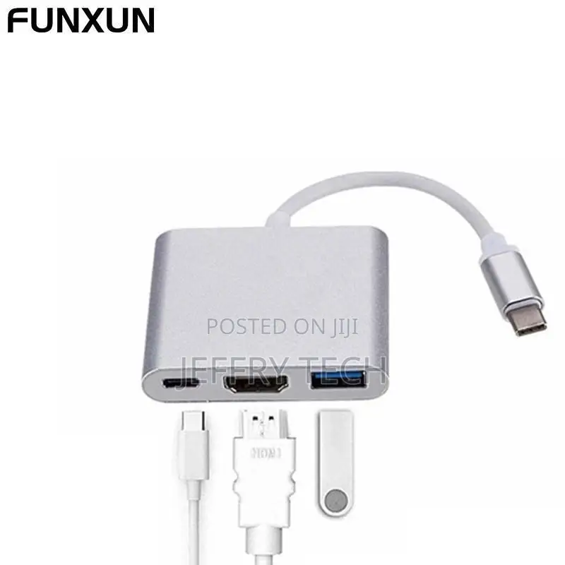 FUNXUN Converter USB/Type-c/HDMI 3 in 1 HDMI//Laptop/ OTG