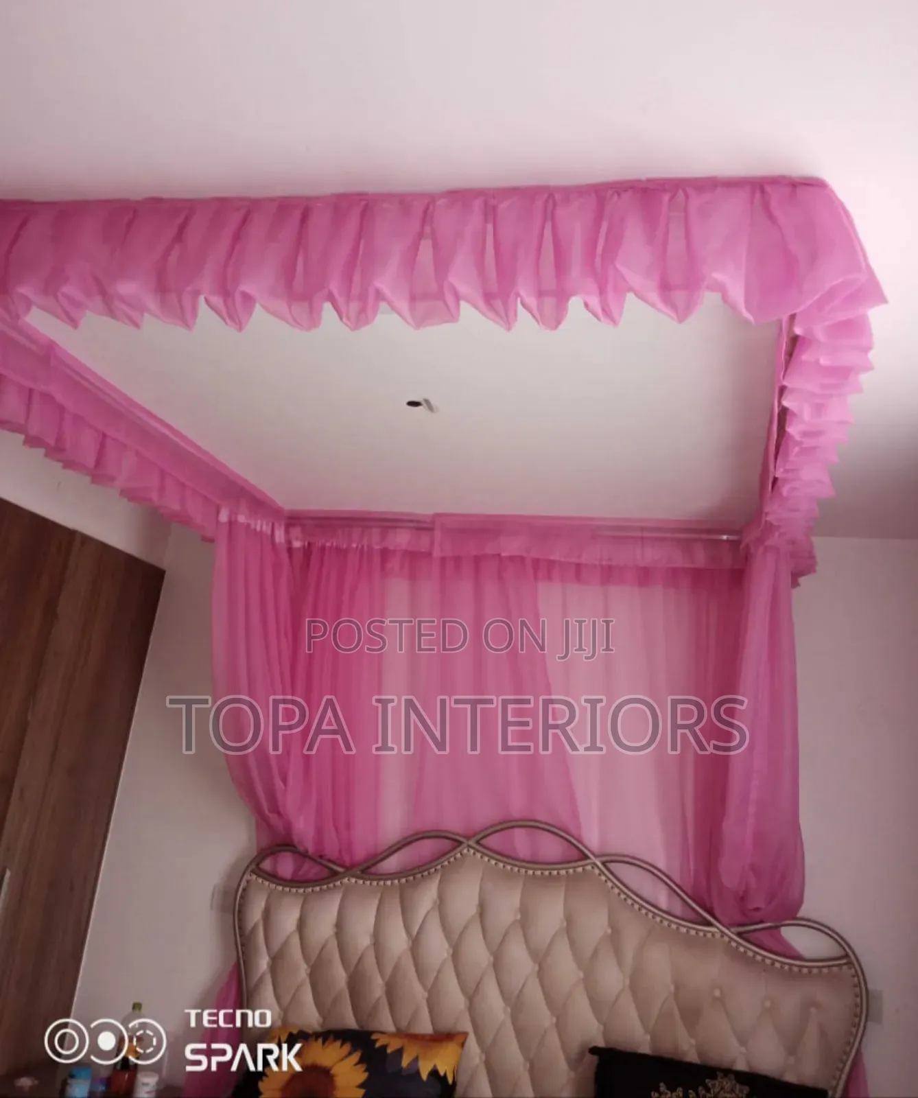 Pink Ceiling Customized Mosquito Nets Double Panel Rail Nets