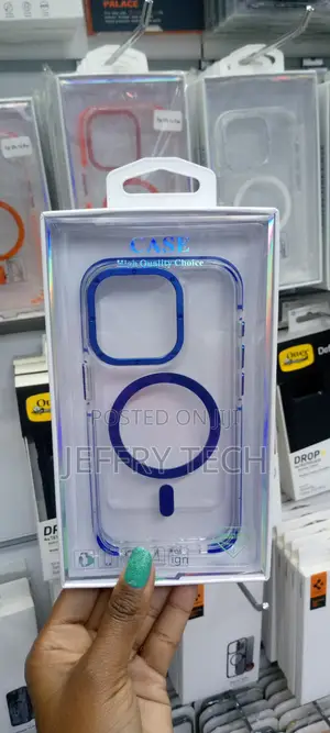 Blue Magsafe Clear Transparent Silicone Case for Apple