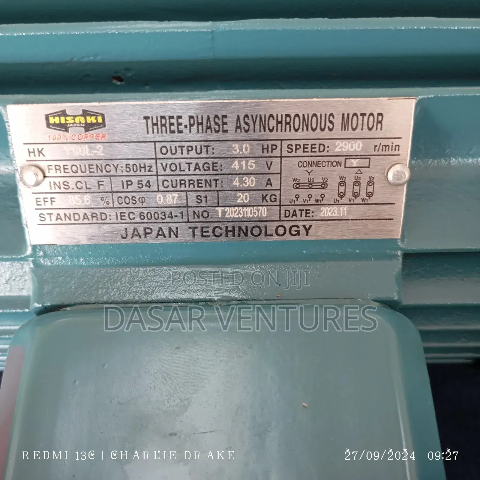 3hp Motor Three Phase High Speed Hisaki Japan
