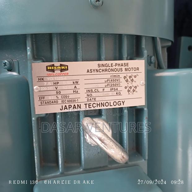7.5hp Motor Single Phase Low Speed Hisaki Japan - thumbnail 2