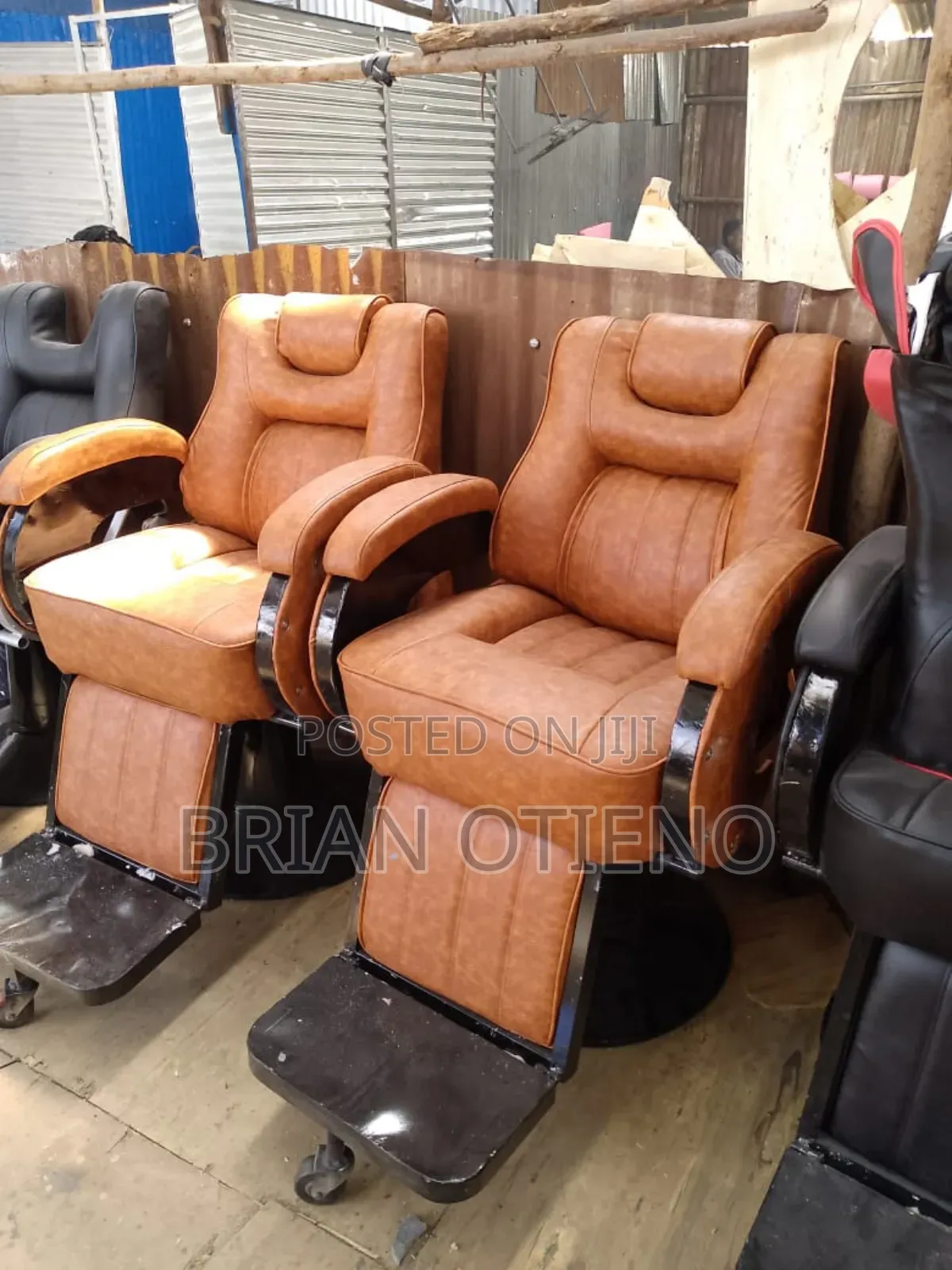 Brown Leather Barber Chairs