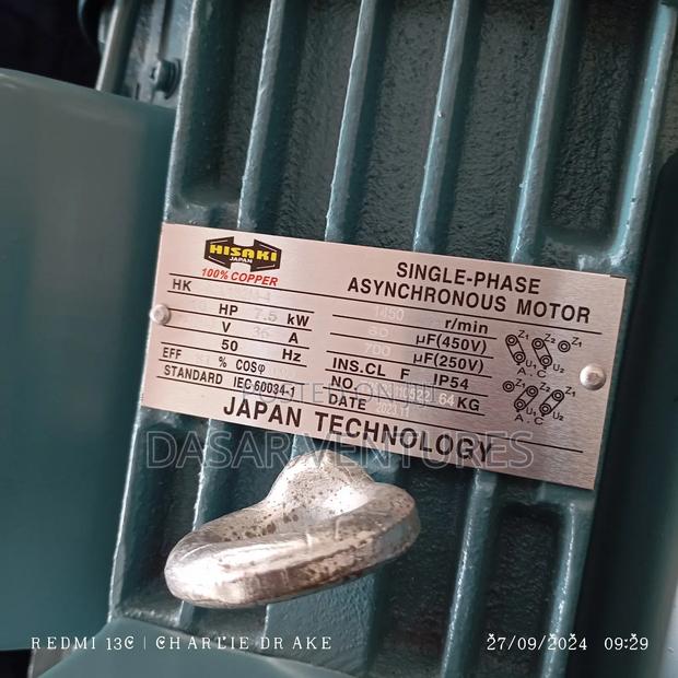 10hp Motor, Single Phase Low Speed ,Hisaki Japan - thumbnail 2