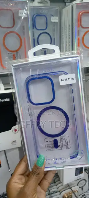 Blue Clear Case With Metal Camera Protection iPhone 15 Pro