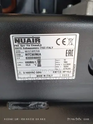 Air Compressor 500l Electric Italian Made - Nuair