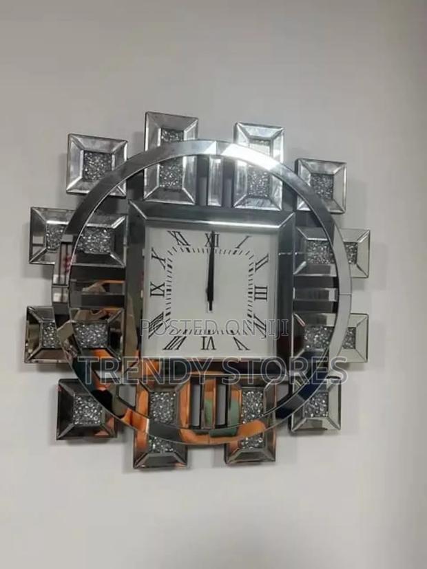 Classy Silver Mirrored Wall Clock - main view