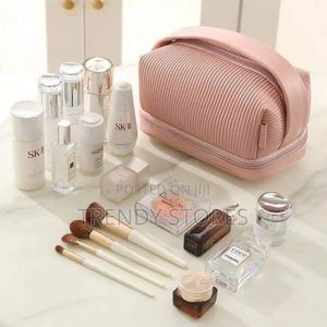 Pink Waterproof Double Layer Cosmetic Bag - thumbnail 2