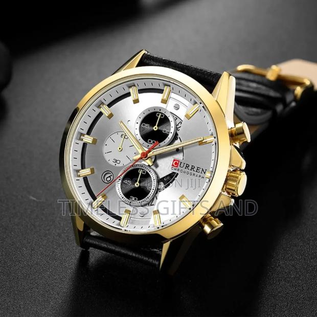 CURREN 8325 Black Leather Men Chronograph Watch - thumbnail 3