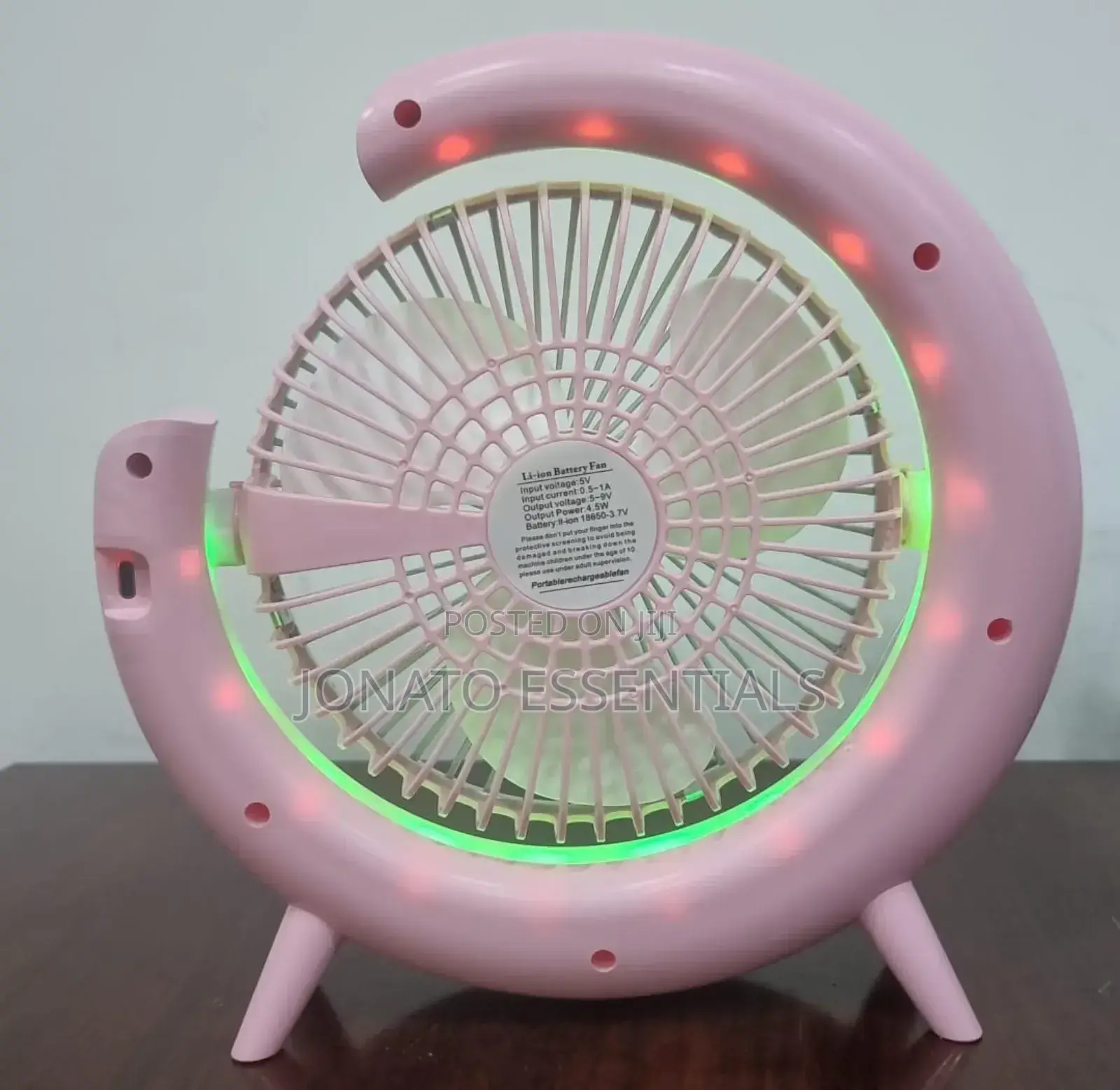 Rechargeable Portable Mini Fan With Led Night Light Table Desk