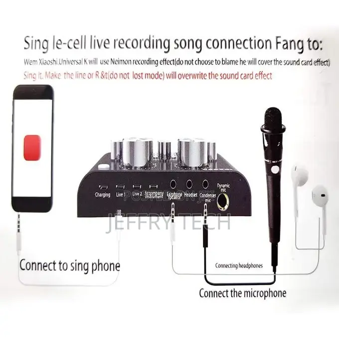 V8-live Sound Card, USB External V8 Karaoke Recording Mobile
