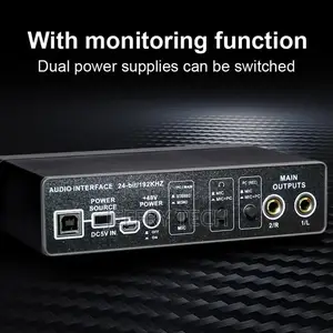 Portable Audio Interface USB Sound Card Mic Preamplifier