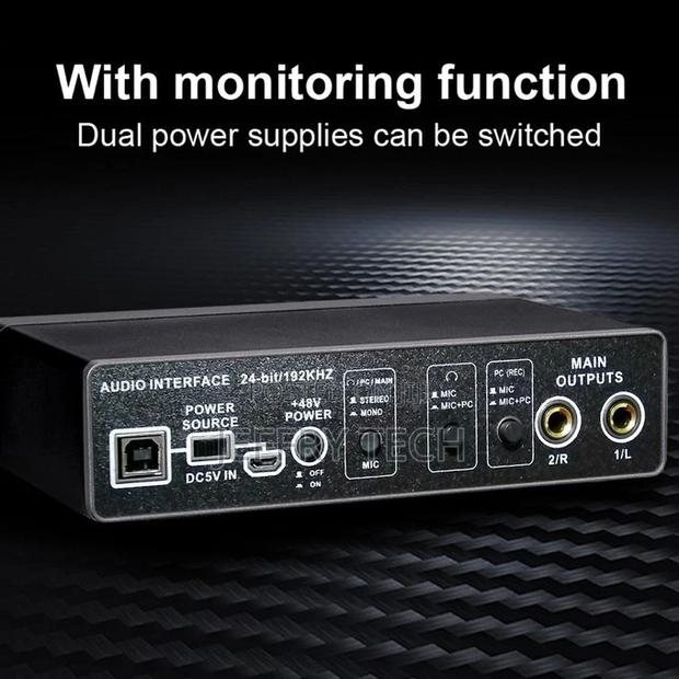 Portable Audio Interface USB Sound Card Mic Preamplifier - thumbnail 2