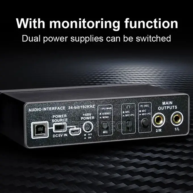 Portable Audio Interface USB Sound Card Mic Preamplifier