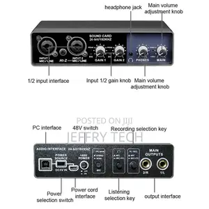 Portable Audio Interface USB Sound Card Mic Preamplifier