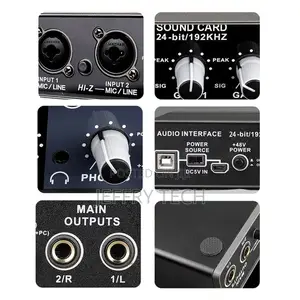 Portable Audio Interface USB Sound Card Mic Preamplifier