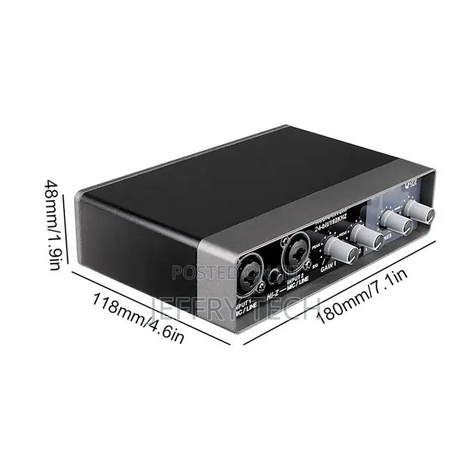 Portable Audio Interface USB Sound Card Mic Preamplifier