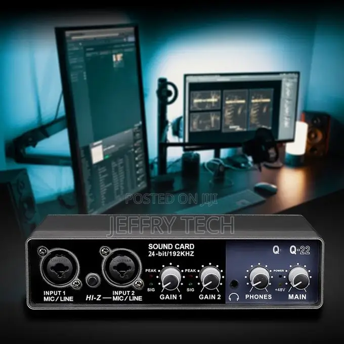 Portable Audio Interface USB Sound Card Mic Preamplifier