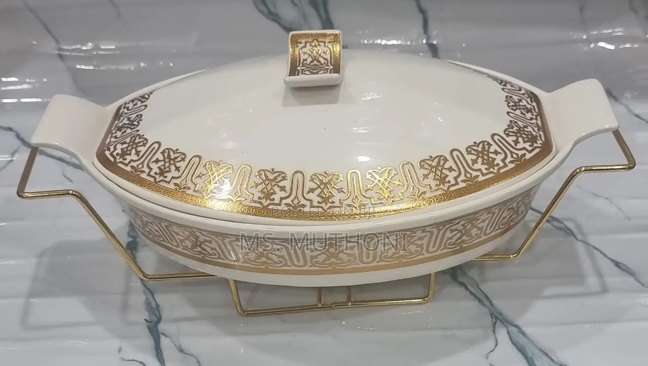 Elegant 2litre Ceramic Casserole Chaffing Dish + Ceramic