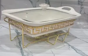 Elegant 2litre Ceramic Casserole Chaffing Dish + Ceramic