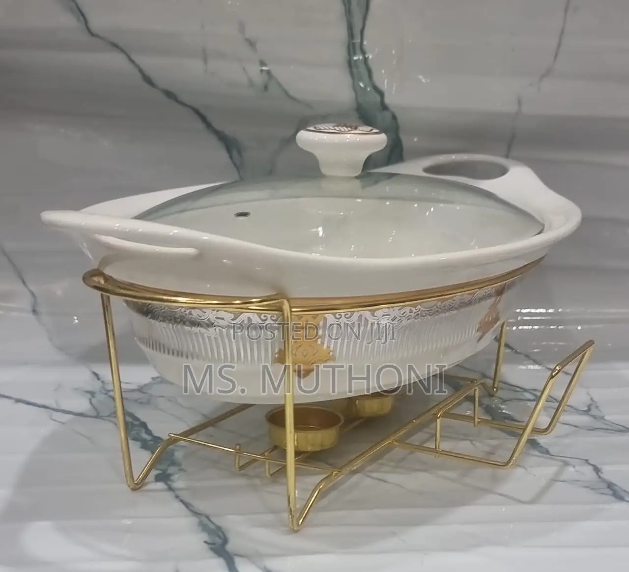 Elegant 2litre Ceramic Casserole Chaffing Dish + Ceramic