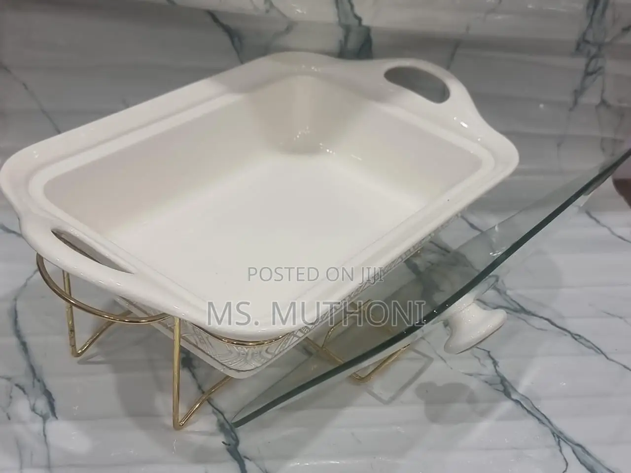 Elegant 2litre Ceramic Casserole Chaffing Dish + Ceramic