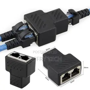 1 to 2 Ways RJ45 LAN Ethernet Network Cable Female Splitter