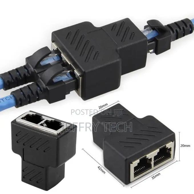 1 to 2 Ways RJ45 LAN Ethernet Network Cable Female Splitter
