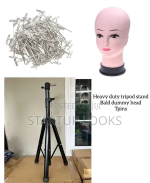 Bald Dummy Head, Heavy Duty Tripod Stand, Tpins