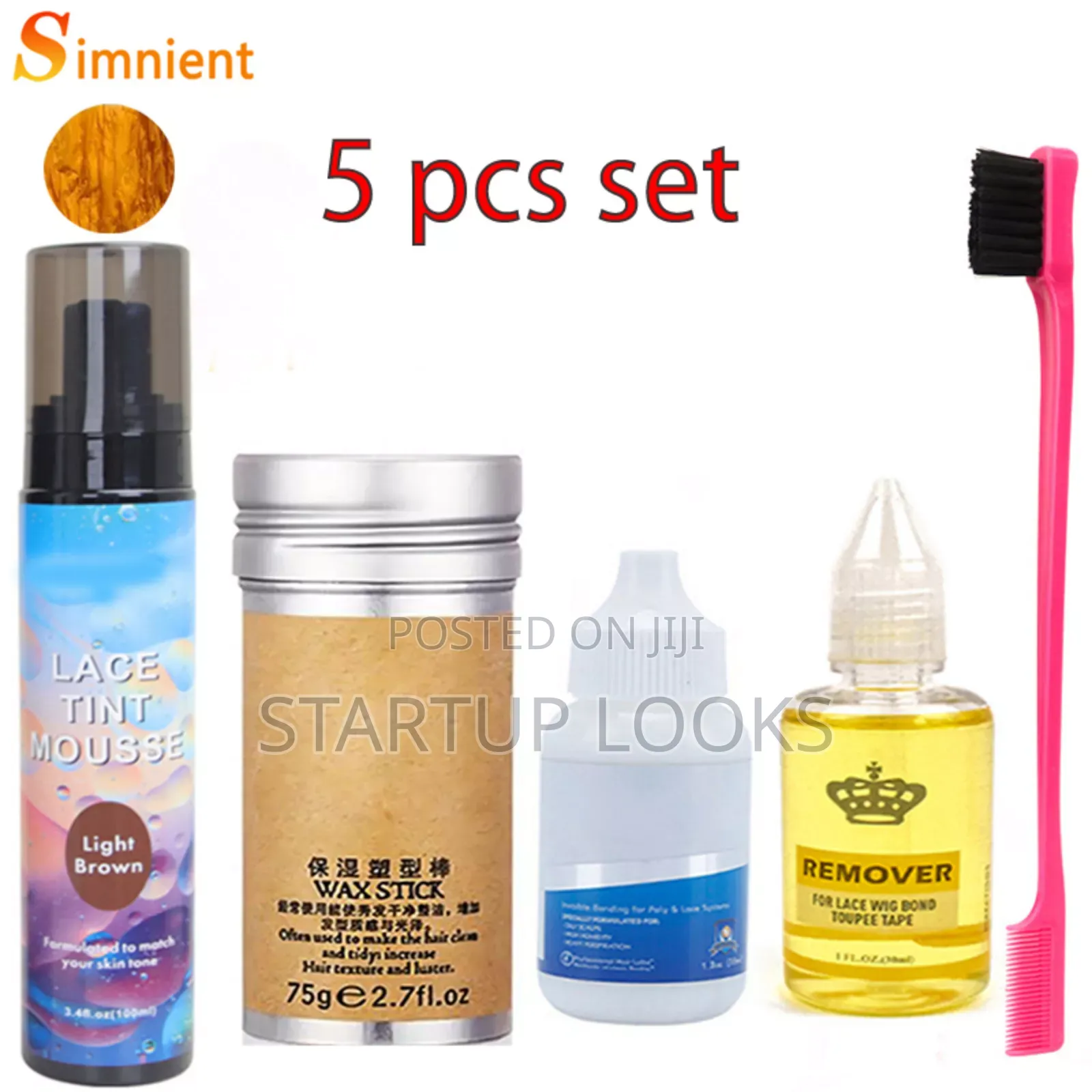 Lace Tint Mousse Set; Wax Stick , Glue ,Remover, Edge Brush