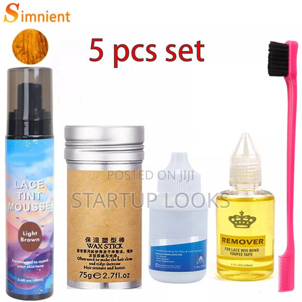 Lace Tint Mousse Set; Wax Stick , Glue ,Remover, Edge Brush