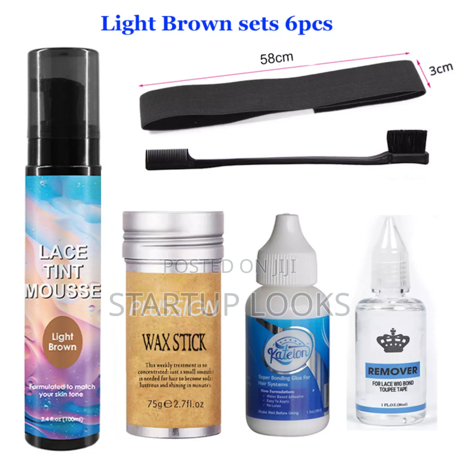 6 in 1 Set Lace Tint Mouse, Glue ,Remover,Elastic Band,