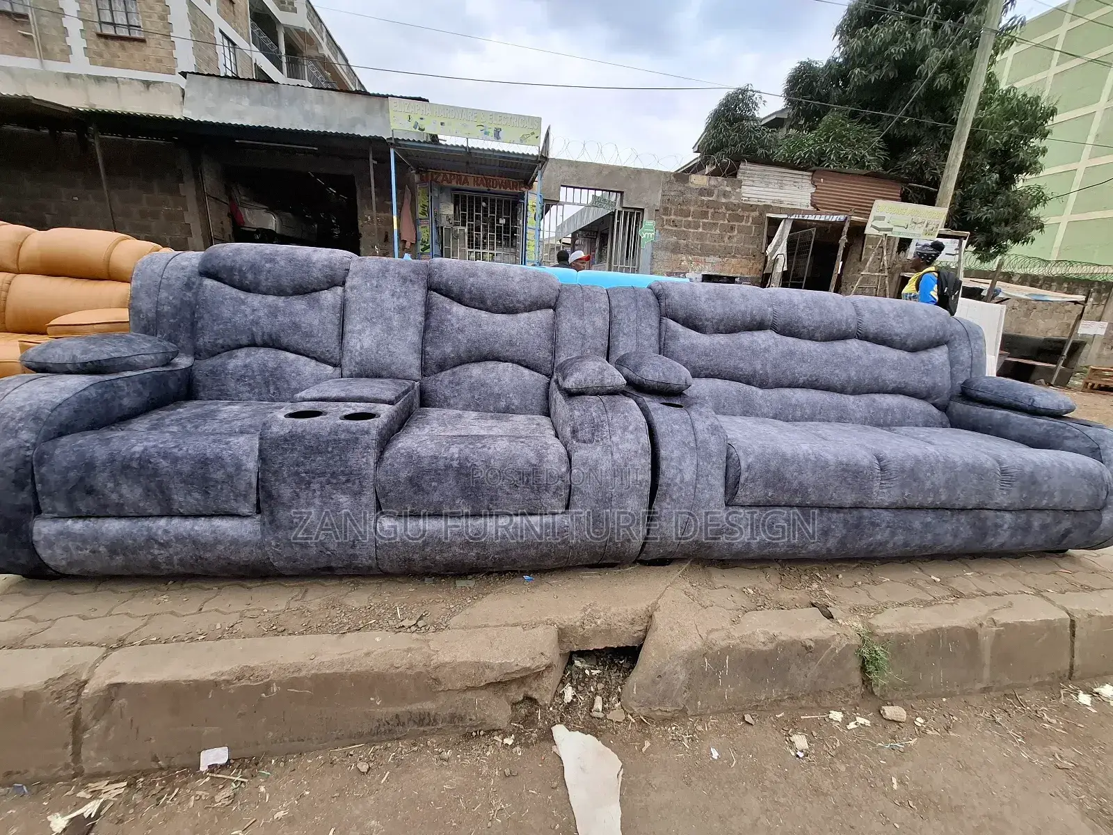5 Seater Semi-Recliners Sofa Velvet