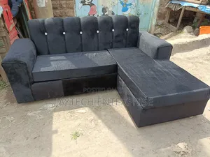 Black 4 Seater L-Shaped Sofa