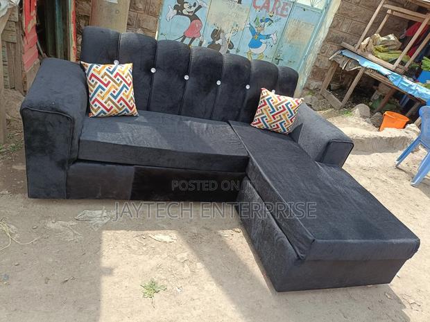 Black 4 Seater L-Shaped Sofa - thumbnail 2