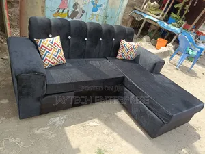 Black 4 Seater L-Shaped Sofa