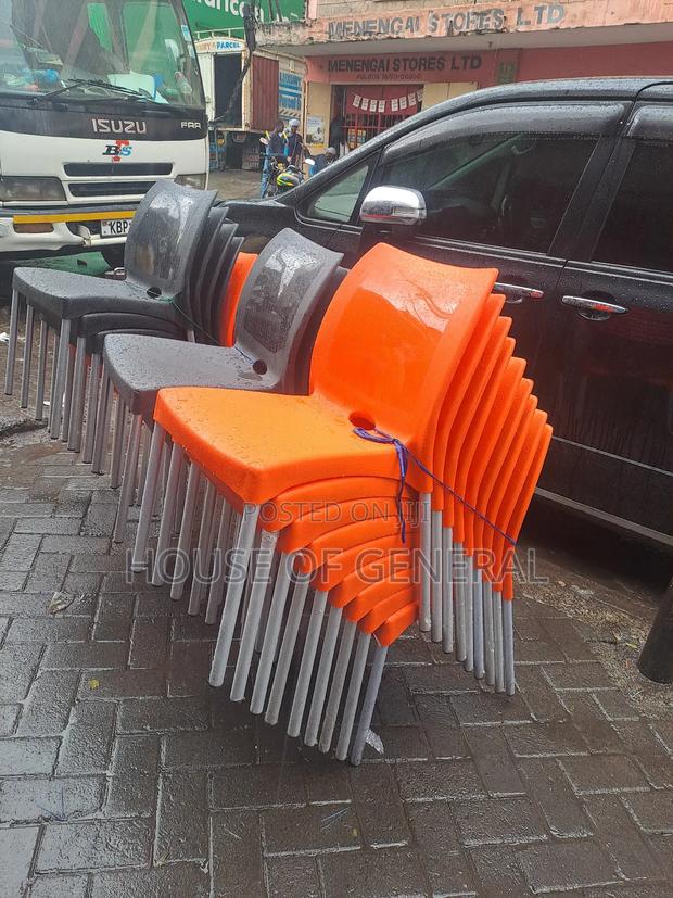 Armless Plastic Chair With Metal Legs Mix Colours