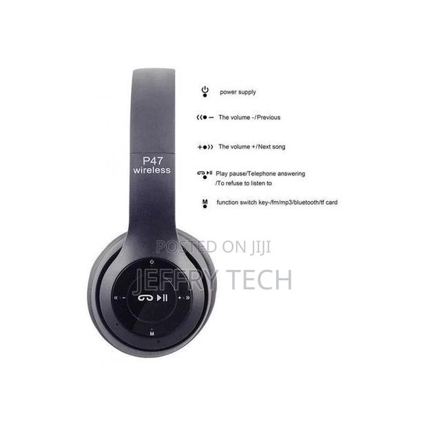 P47 MP3 Headset - Bluetooth - Black - Built-in Microphone - thumbnail 2
