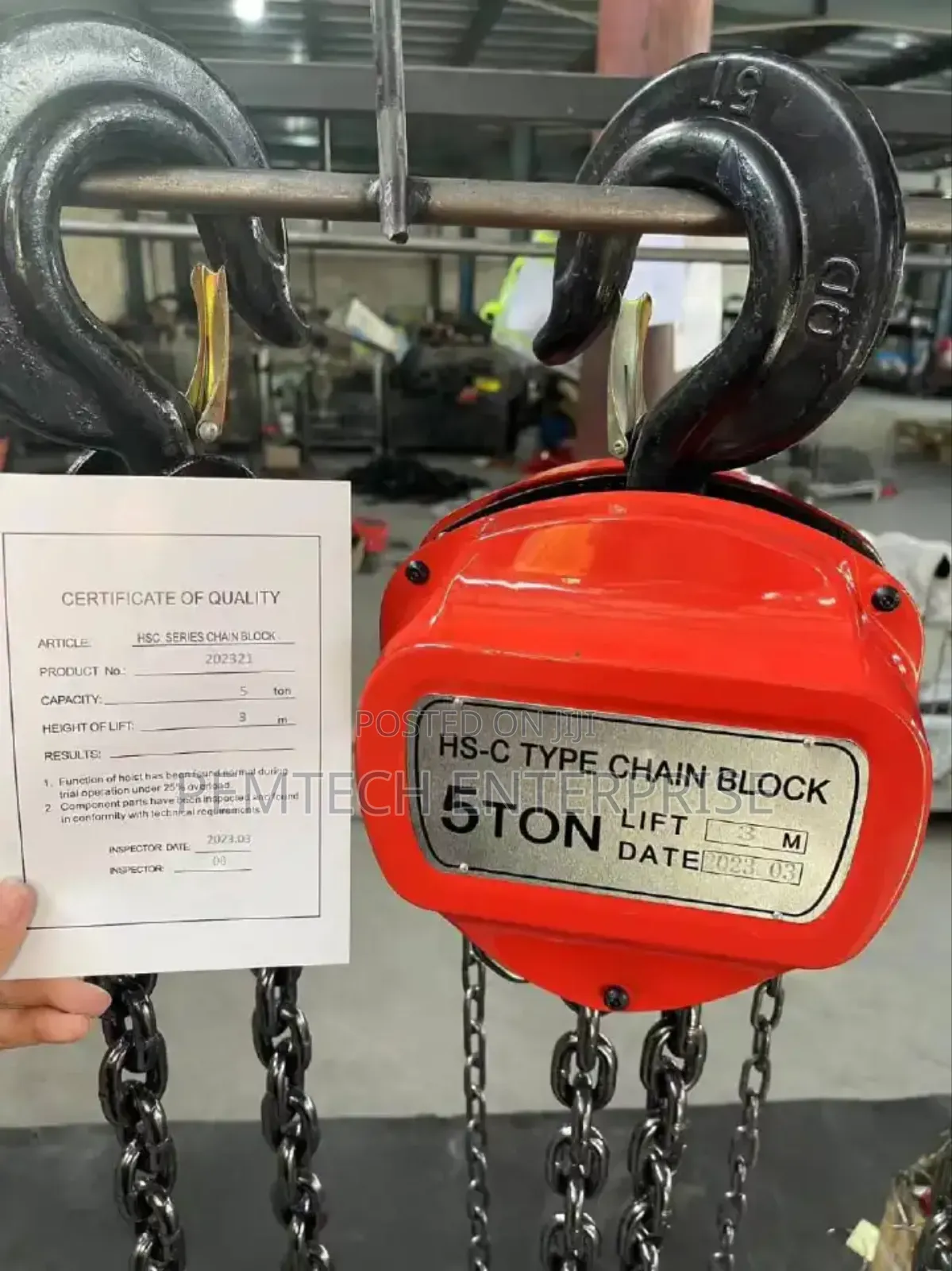 5tonne X 3m Chain Block