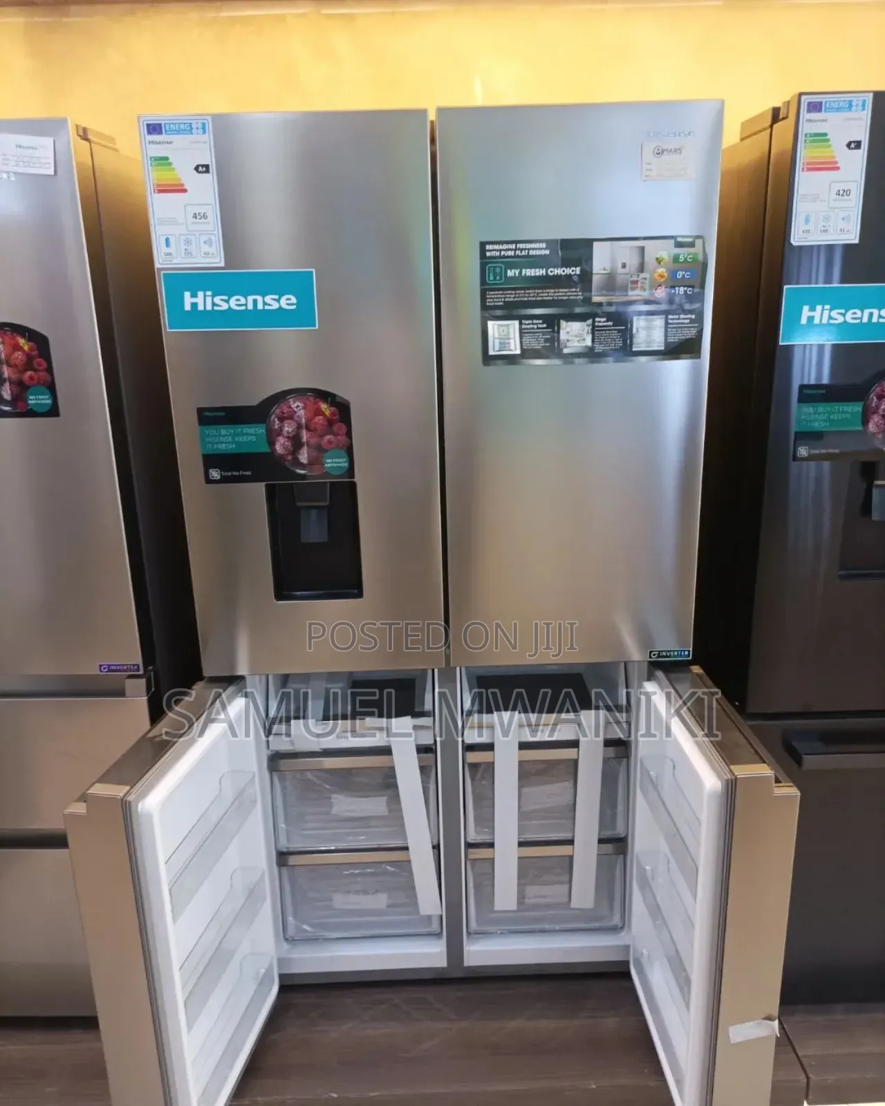 Hisense 454 Liters 4 Door Fridge With Water Dispenser