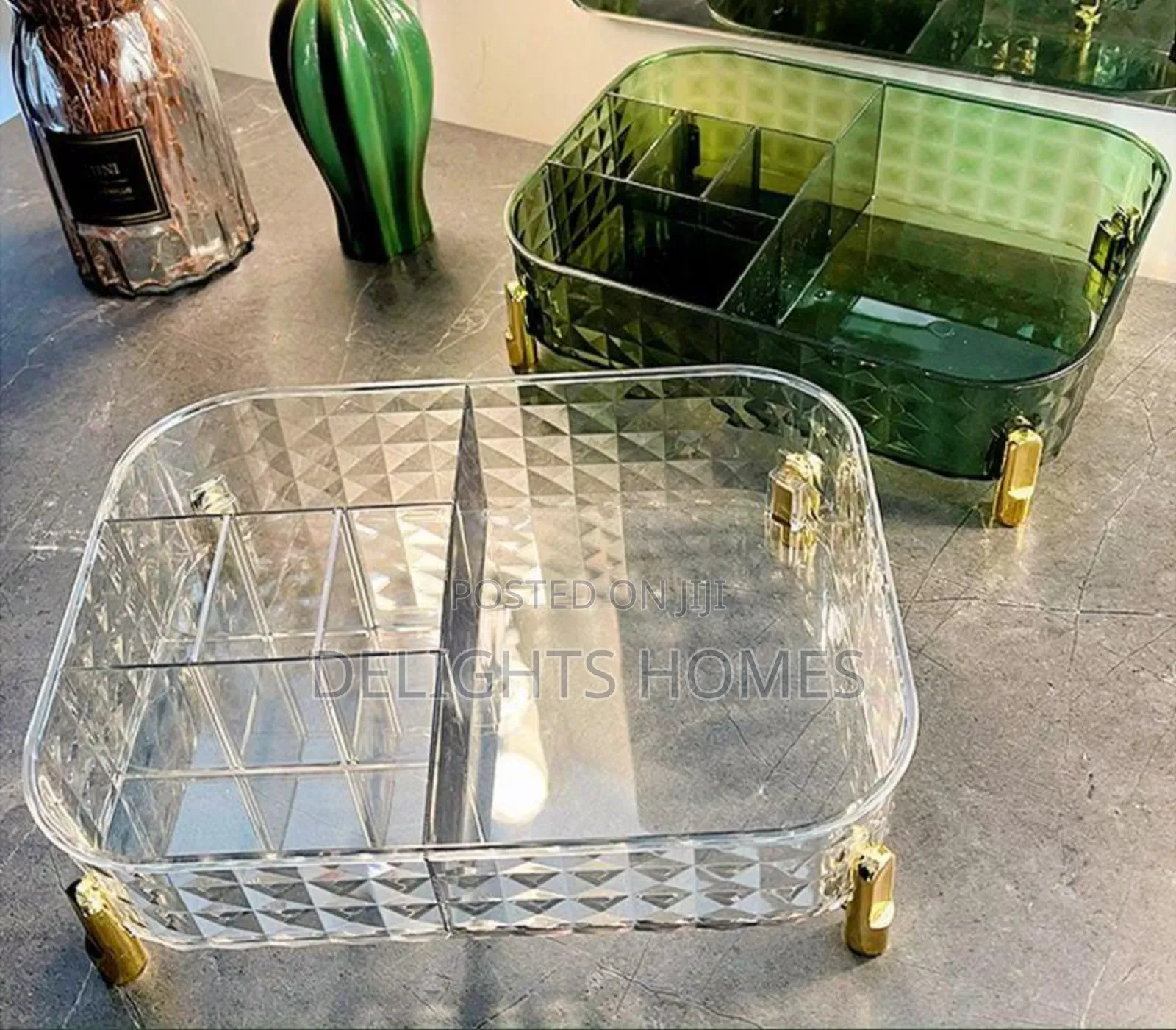 Large Capacity Multi Grids Transparent Make Up Organizer-Hog