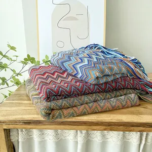Bohemian Knitted Throw Blanket With Tassel-Hog