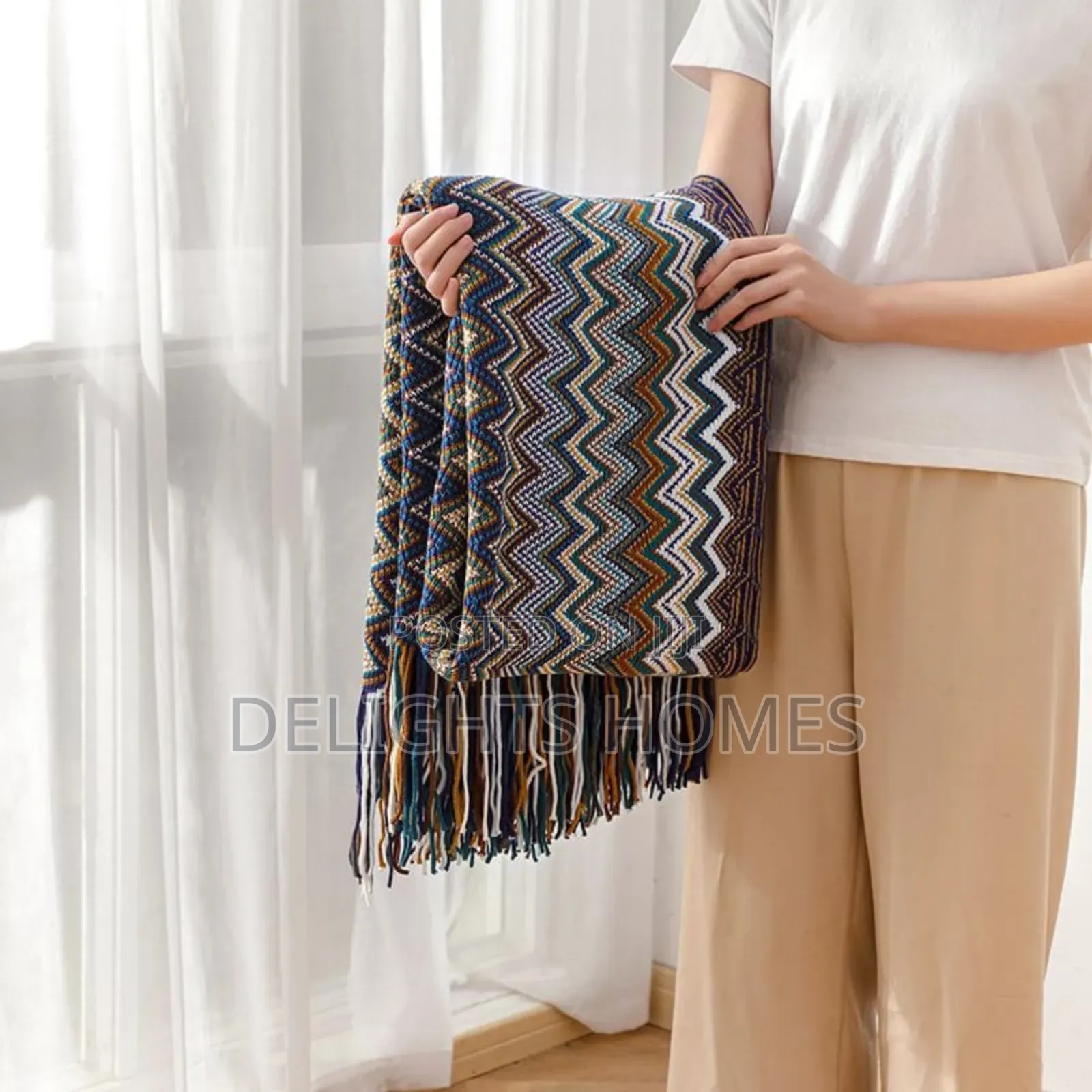 Bohemian Knitted Throw Blanket With Tassel-Hog