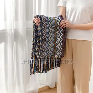 Bohemian Knitted Throw Blanket With Tassel-Hog