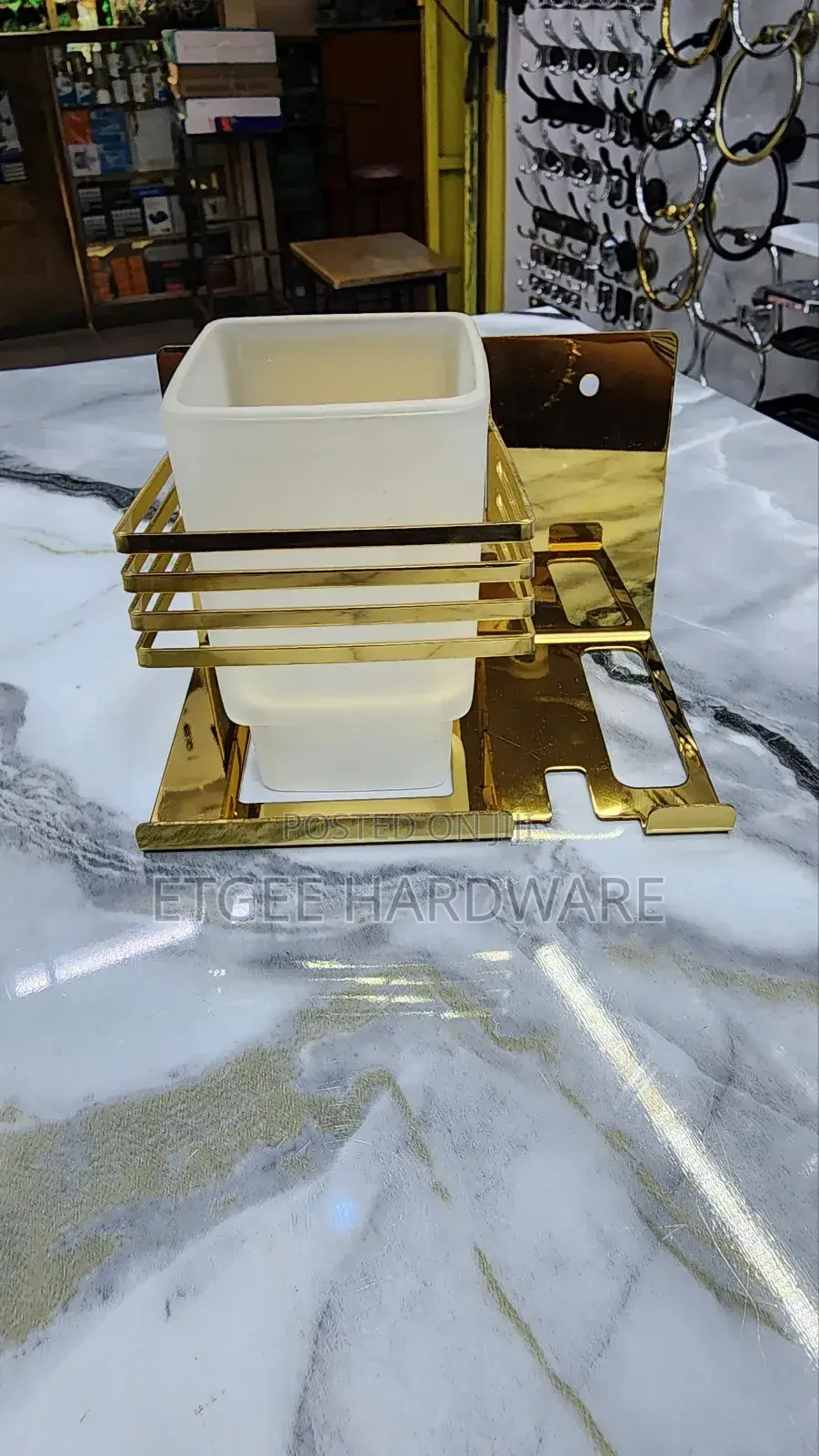 Gold Toothbrush Holder Square