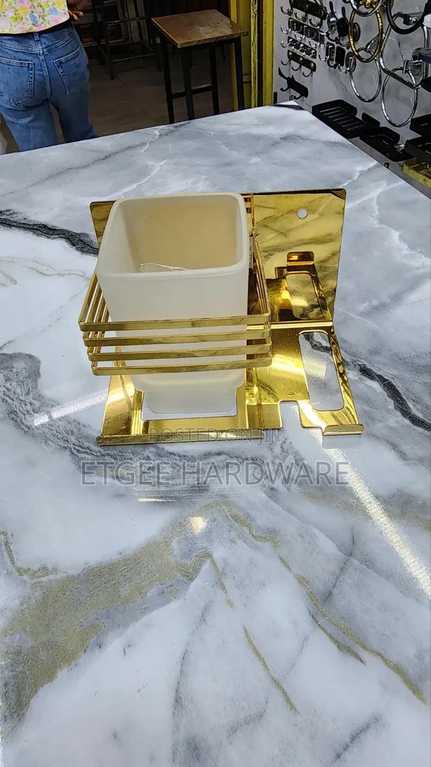 Square Gold Toothbrush Holder Single - main view